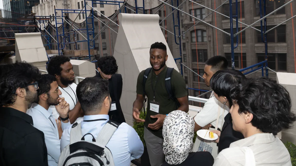 Getting swarmed by students, and sweating, at SEO TechDevCon in NYC, August 2025
