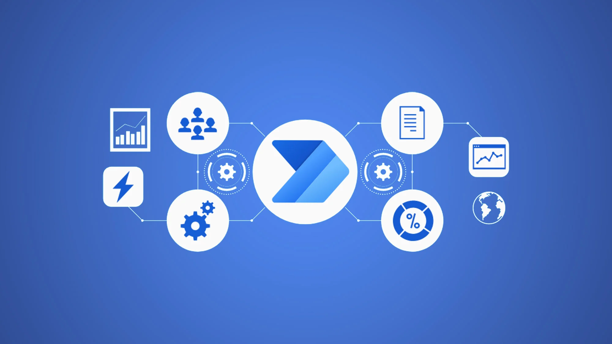 Power Automate surrounded by connected automation icons
